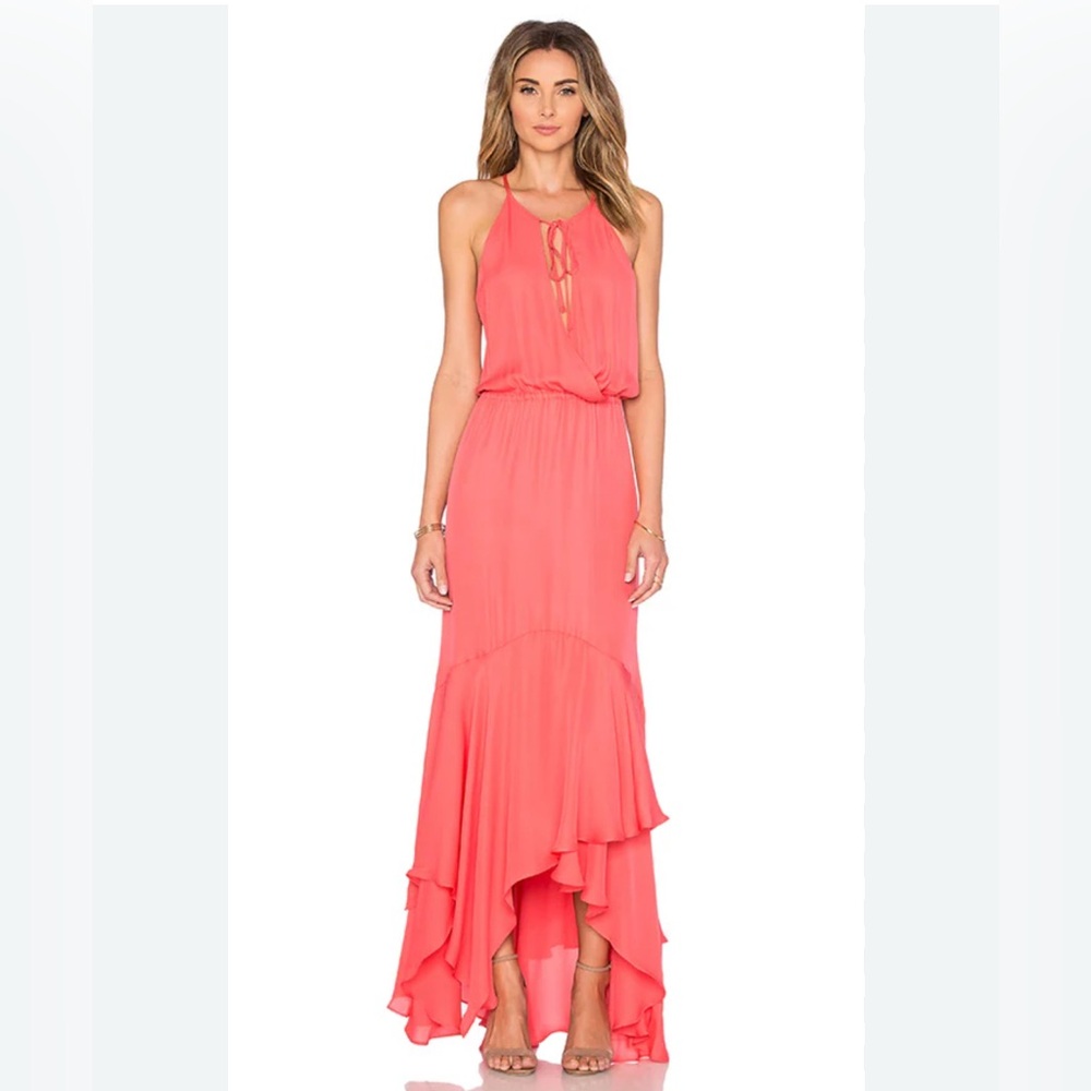 Elegant Coral Maxi Dress